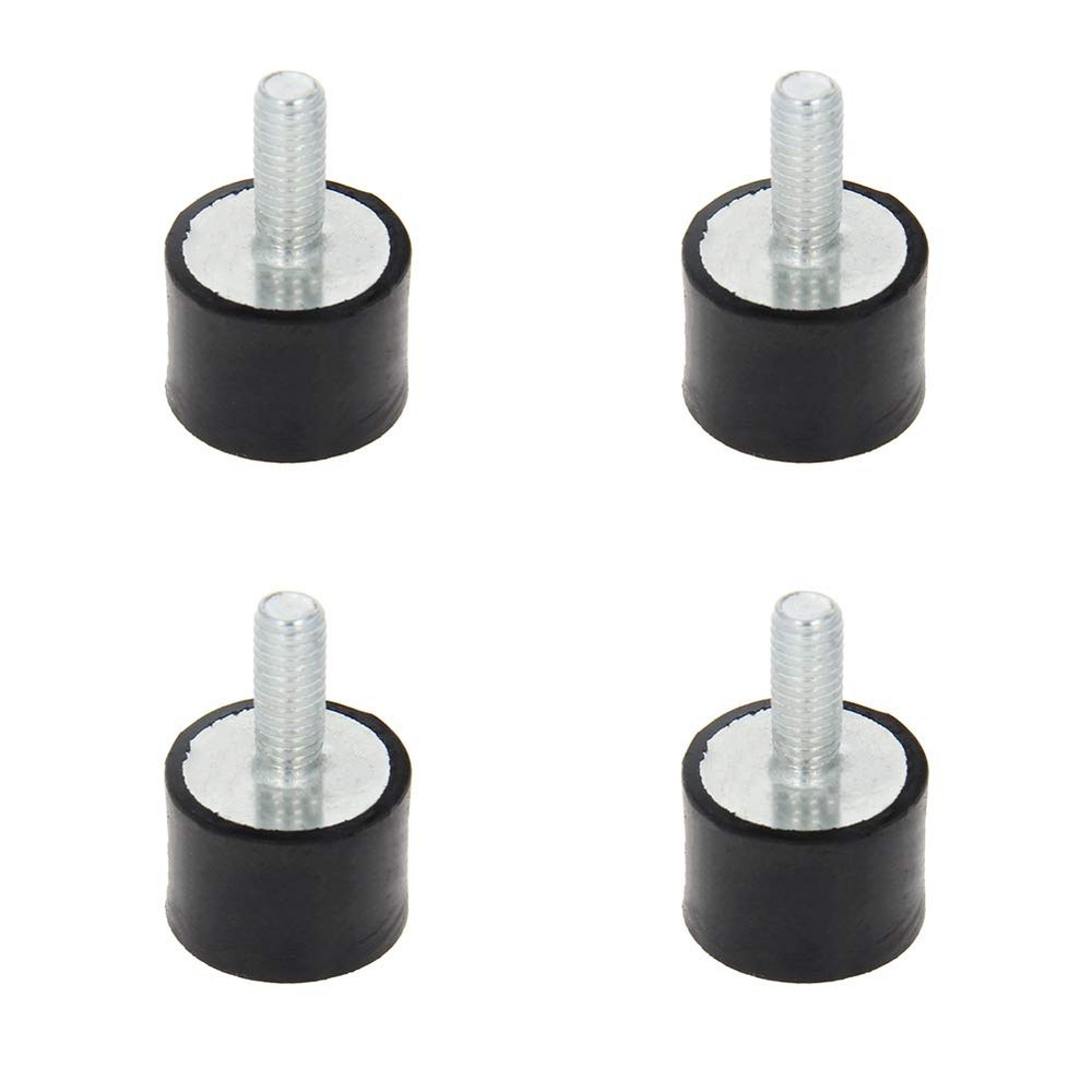 MroMax M6 Male-Female Rubber Mounts, Vibration Isolators, Shock Absorbers, 20 x 15 mm, Black, 4-Pack