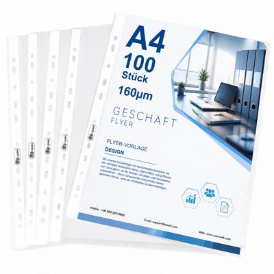 Agoer 100 Clear A4 Sheet Protectors, 0.16 mm, Extra Thick
