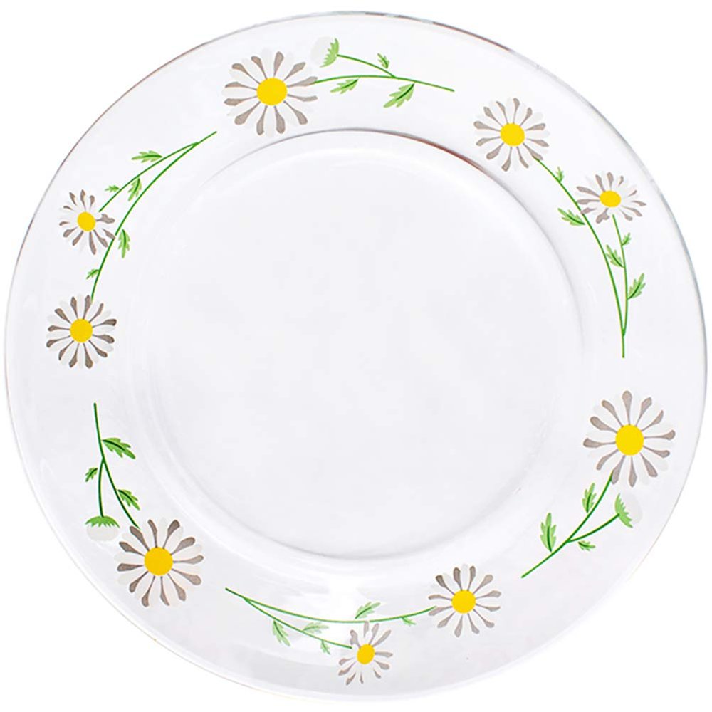 HEMOTON 19 cm Transparent Tempered-Glass Daisy Plate