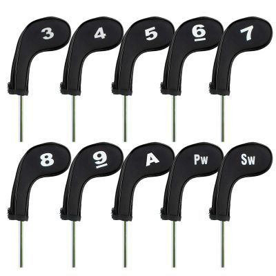 Andux MT/AL01 Golf Club Headcovers with Zipper, Black, 10 pcs