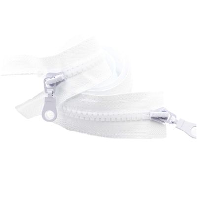 TikTako #5 70 cm Resin Zipper with Double Sliders, White