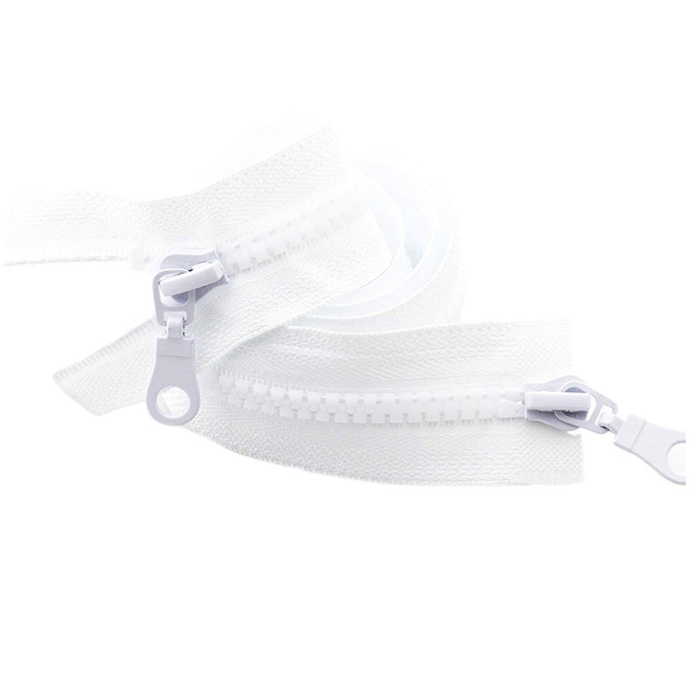TikTako #5 70 cm Resin Zipper with Double Sliders, White