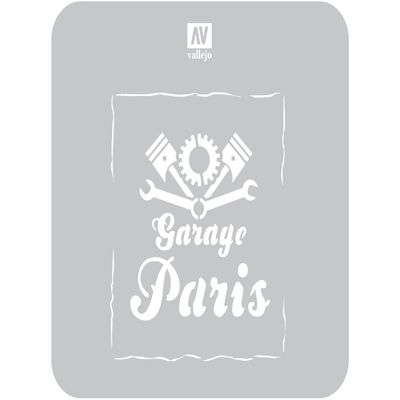 Vallejo Stencils ST-LET001 Vintage Garage Sign