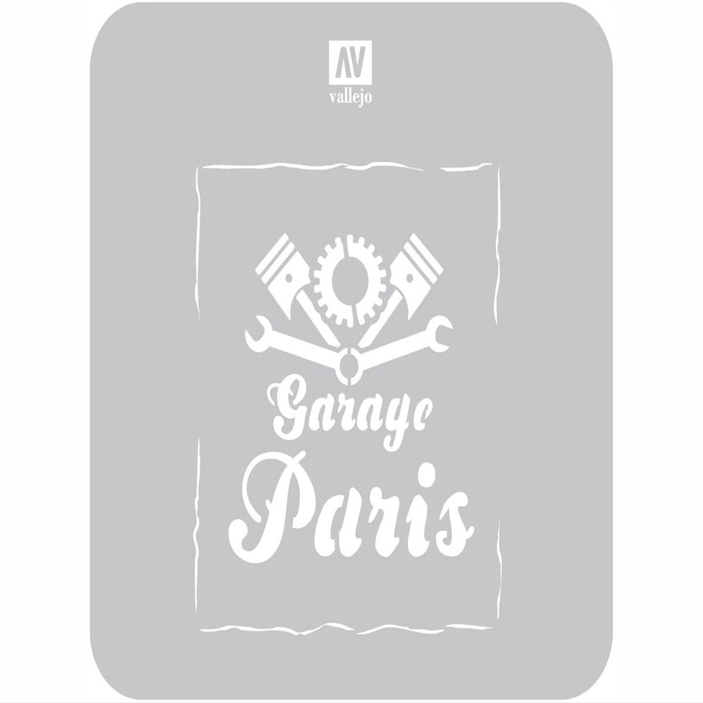 Vallejo Stencils ST-LET001 Vintage Garage Sign