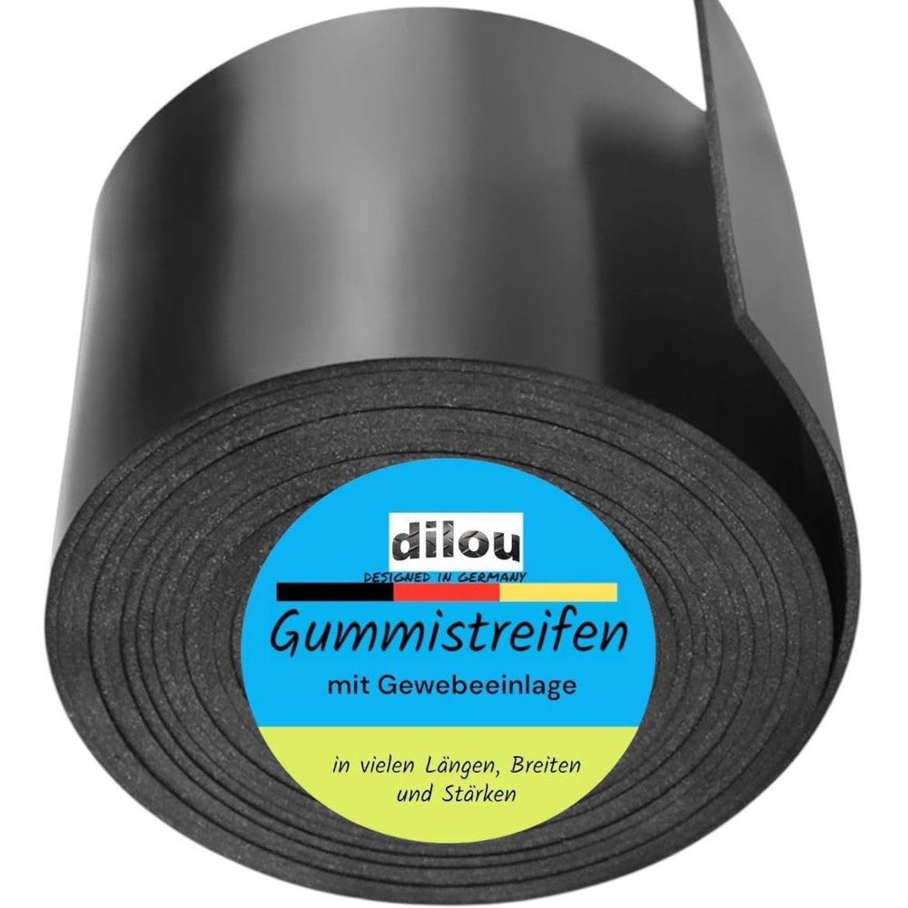 Rubber Strip with Fabric Reinforcement, 5 mm Thick, 100 mm Wide, 1–10 m