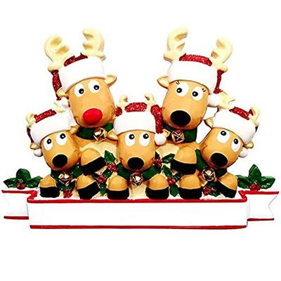 ZZXXYY Happy Family Photo Frame DIY Name Blessing Christmas Tree Ornament, Drop Decoration, Party Main Decor, 2 pcs (Color: Elk 5)