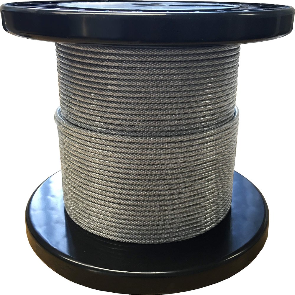 3 mm 7x7 Stainless Steel Cable with Clear PVC Coating, 250 m