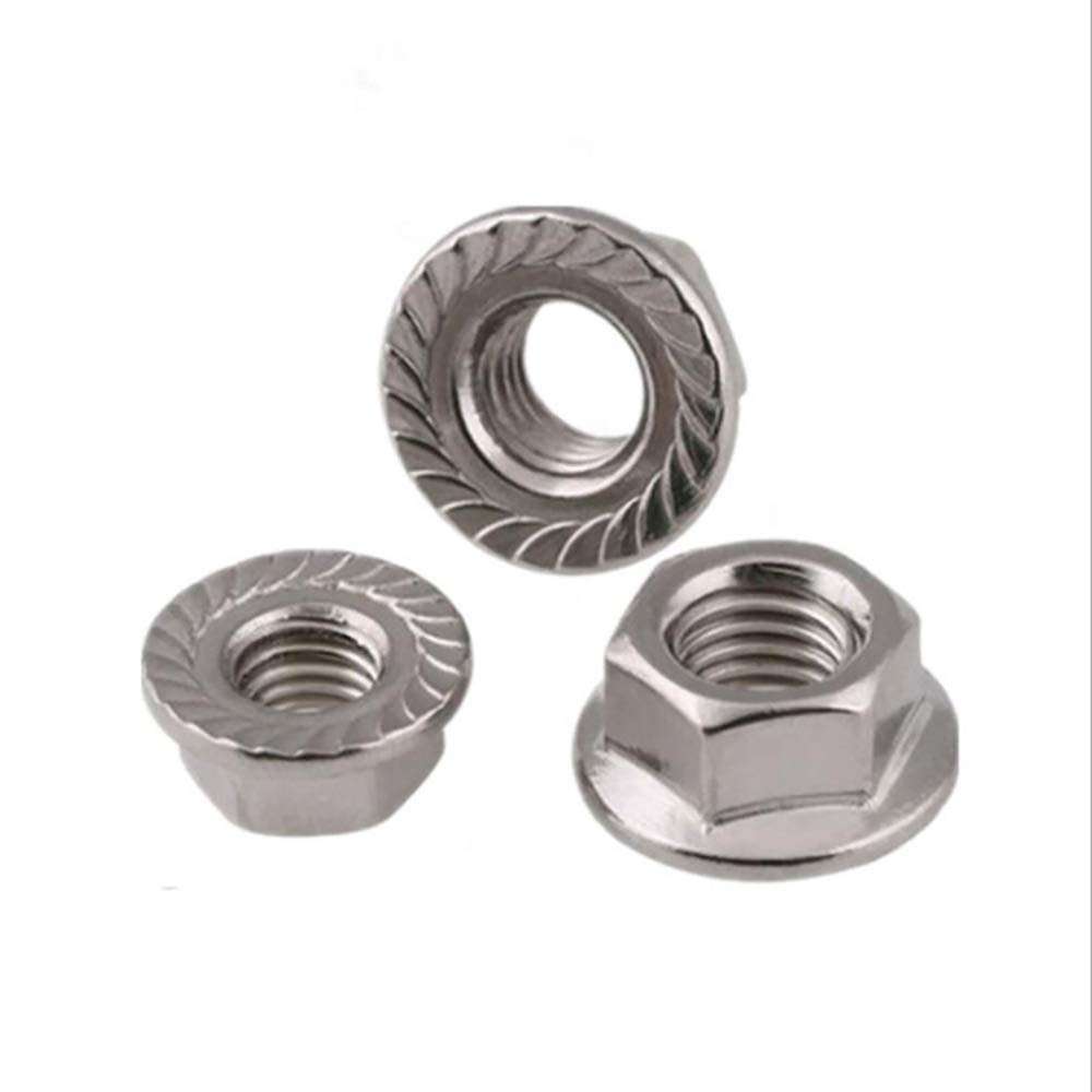 M4 Stainless Steel Hex Flange Nuts, Serrated