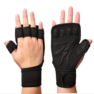 Half-Finger Gym Fitness Gloves with Palm Protection and Adjustable Wrist Wraps, Medium