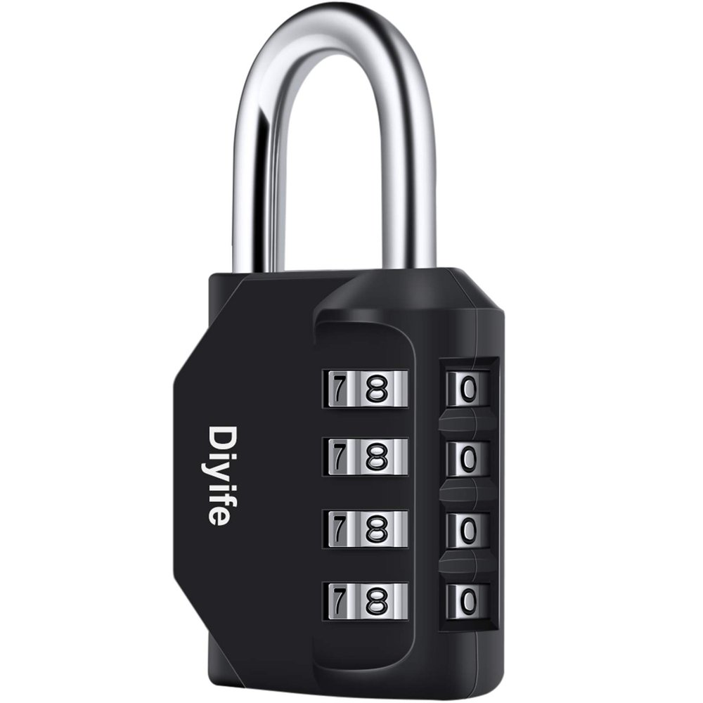 Diyife 4-Digit Combination Padlock, Black