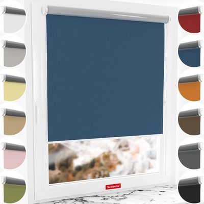 Schuette Blackout Thermal Roller Blind, No-Drill or Drill-Mount, Navy Blue, 55 x 150 cm