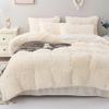 Michorinee Plush Bedding Set 135 x 200 cm, Winter Duvet Cover, Cream White view 1