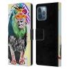 Head Case Designs Official Michel Keck Loewe Animal Collage Leather Wallet Case Compatible with Apple iPhone 12 Pro Max view 1