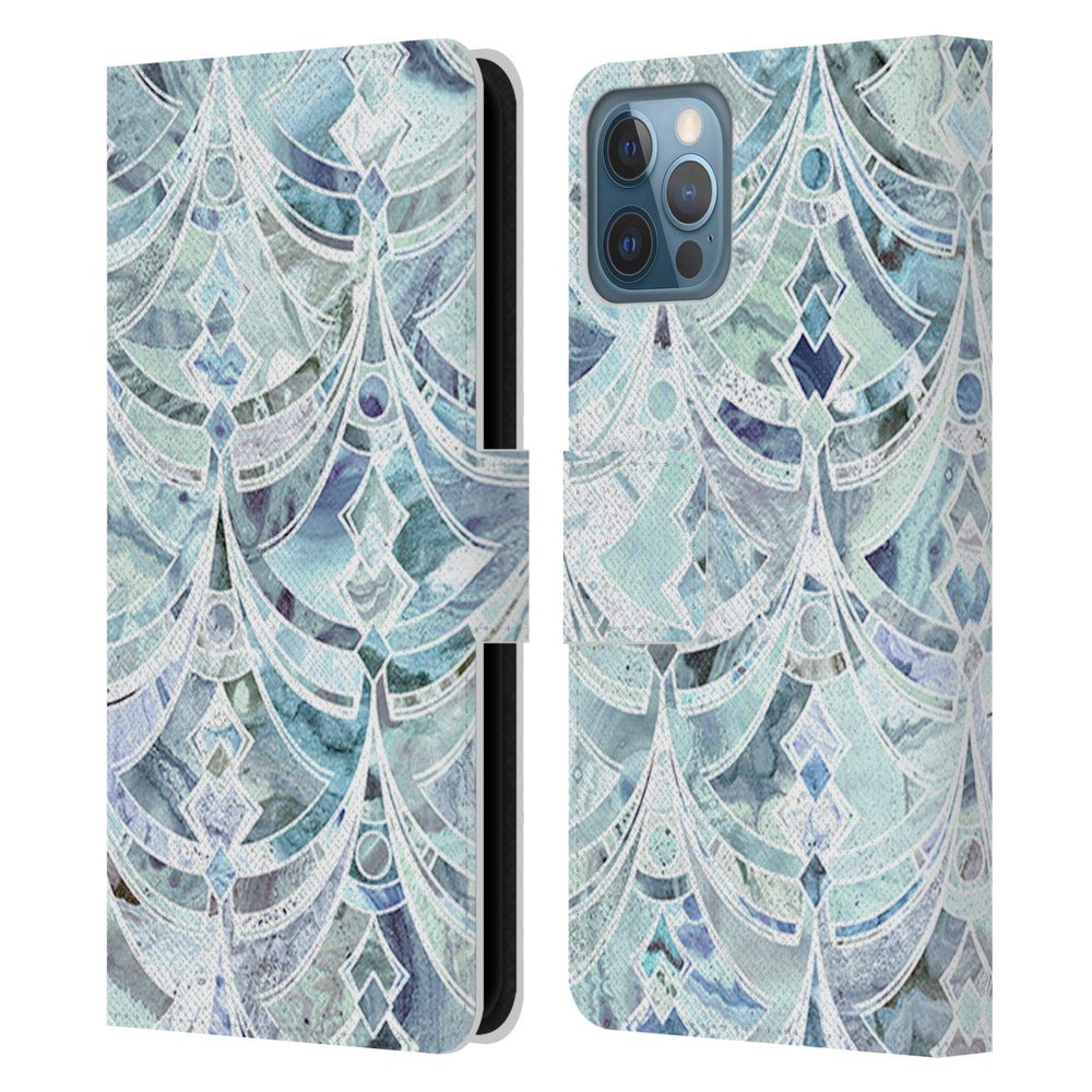 Head Case Designs Official Micklyn Le Feuvre Ice and Diamond Art Deco Marble Pattern Leather Wallet Case for Apple iPhone 12 / iPhone 12 Pro