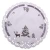 Quinnyshop Christmas Table Topper – Embroidered Deer and Fir Tree Motif, Linen-Look Polyester, Gray and White, Round, Approx. 60 cm view 1