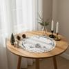 Quinnyshop Christmas Table Topper – Embroidered Deer and Fir Tree Motif, Linen-Look Polyester, Gray and White, Round, Approx. 60 cm view 2