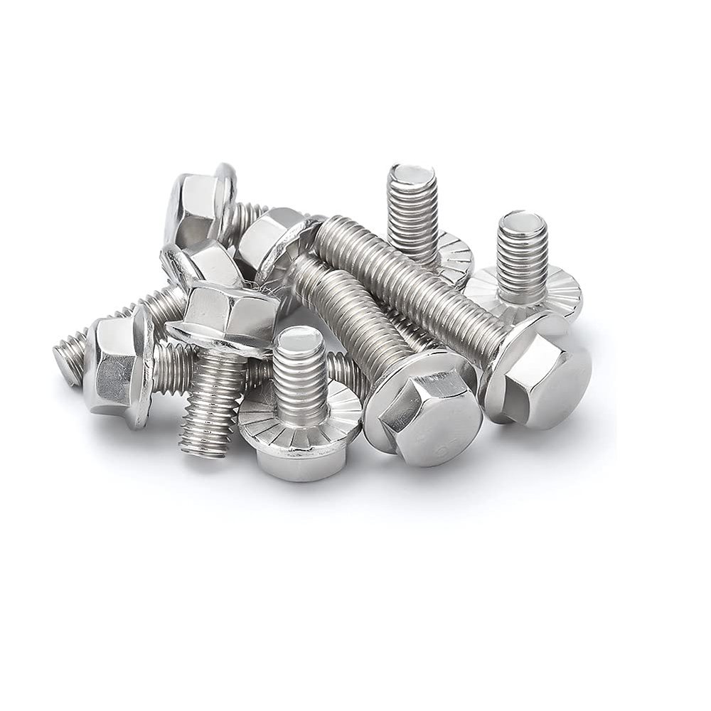 BOZONLI Stainless Steel Hex Head Flange Screws, M5 x 16 mm, 20 pcs