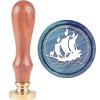 craspire Sailboat Vintage Wax Seal Stamp, 25 mm Removable Brass Head with Natural Wood Handle view 1