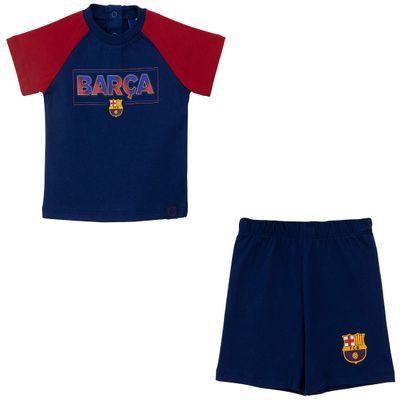 FC Barcelona Baby T-Shirt & Shorts Set, Official Collection, Blue, Size 80