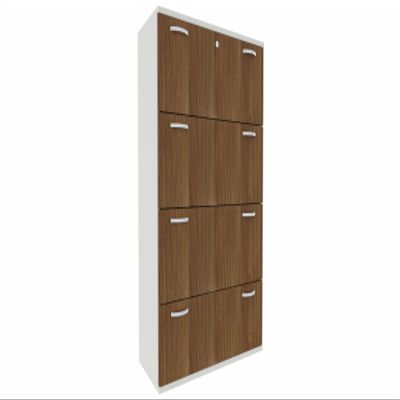 Filing Cabinet, 4 Hanging File Drawers, Central Locking, Walnut/White