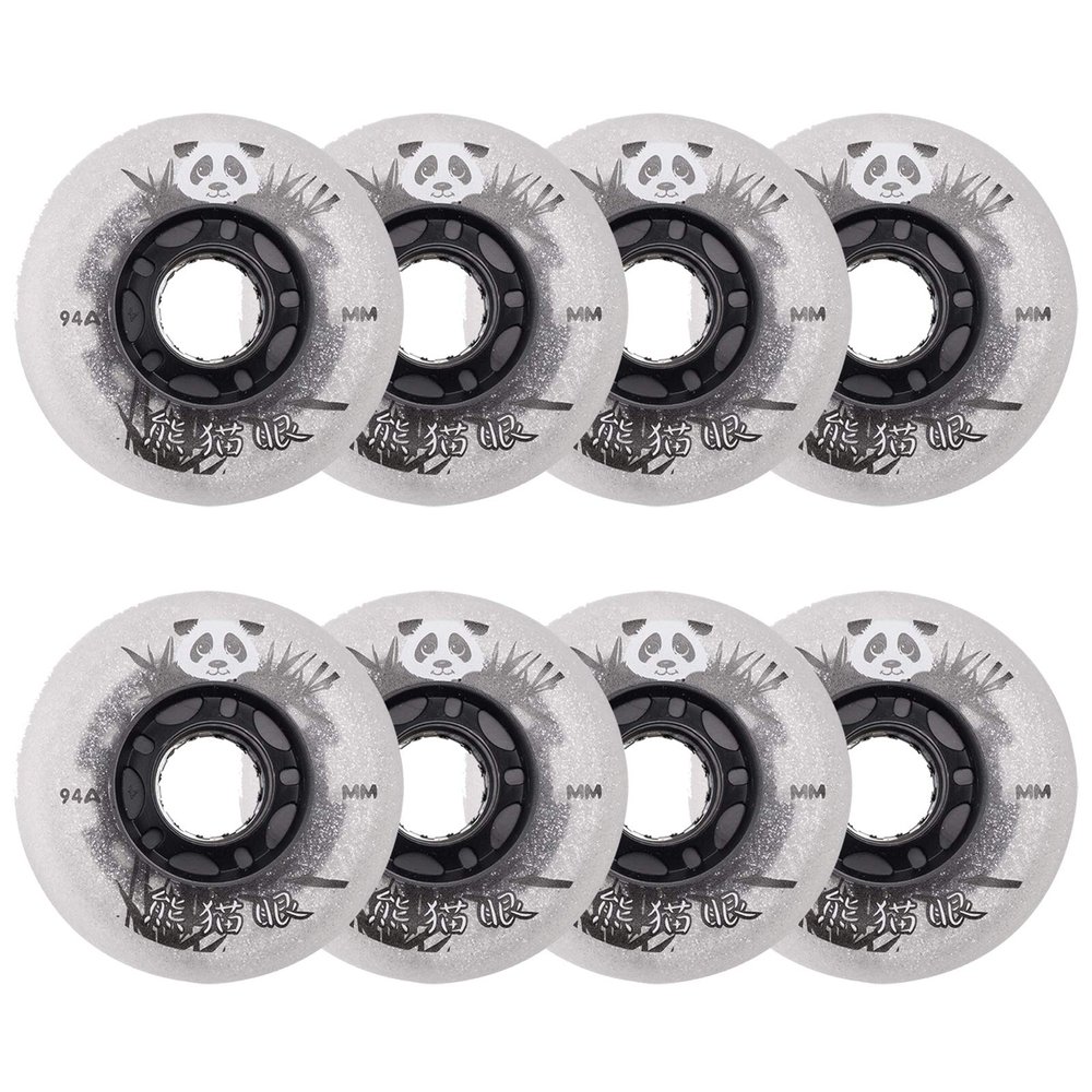 JHKJ Starry Sky Inline Skate Replacement Wheels, Panda Pattern, 8-Pack, 72/76/80 mm, White, 76 mm