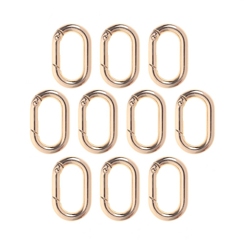 TOPTIE Oval Spring-Loaded Carabiners, 25 mm, Gold, 10 Pack