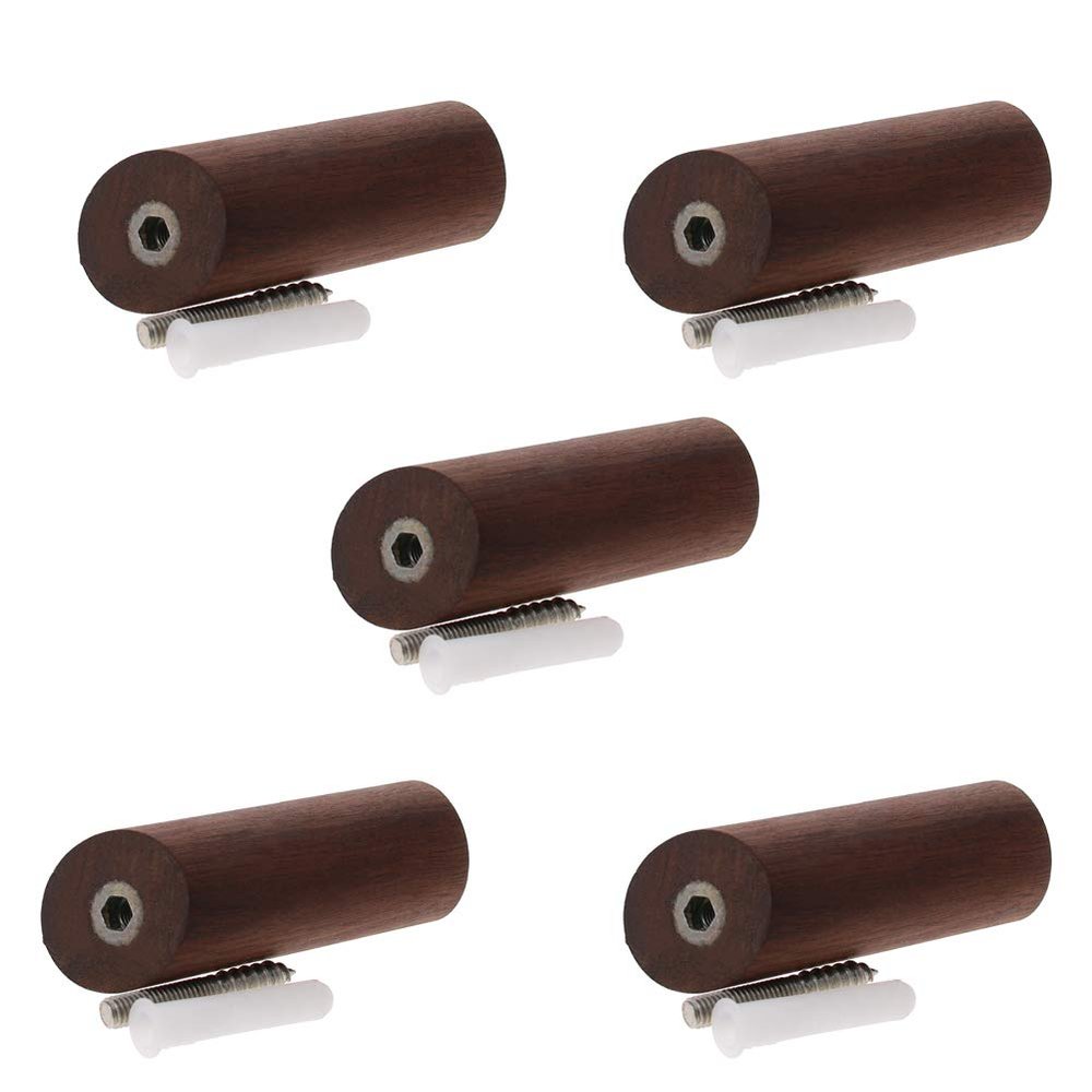 MroMax Handmade Black Walnut Wall-Mounted Coat Hooks, 5-Pack