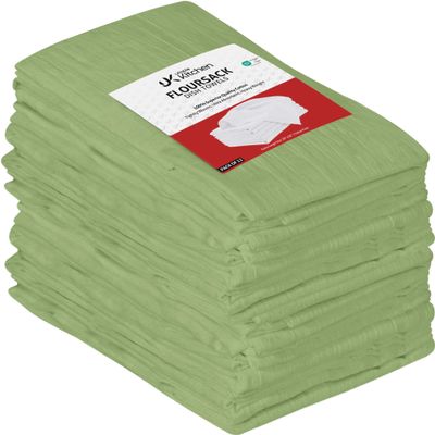 Utopia Kitchen 100% Cotton Flour Sack Dish Towels, Sage Green, 28 x 28 in, 12-Pack