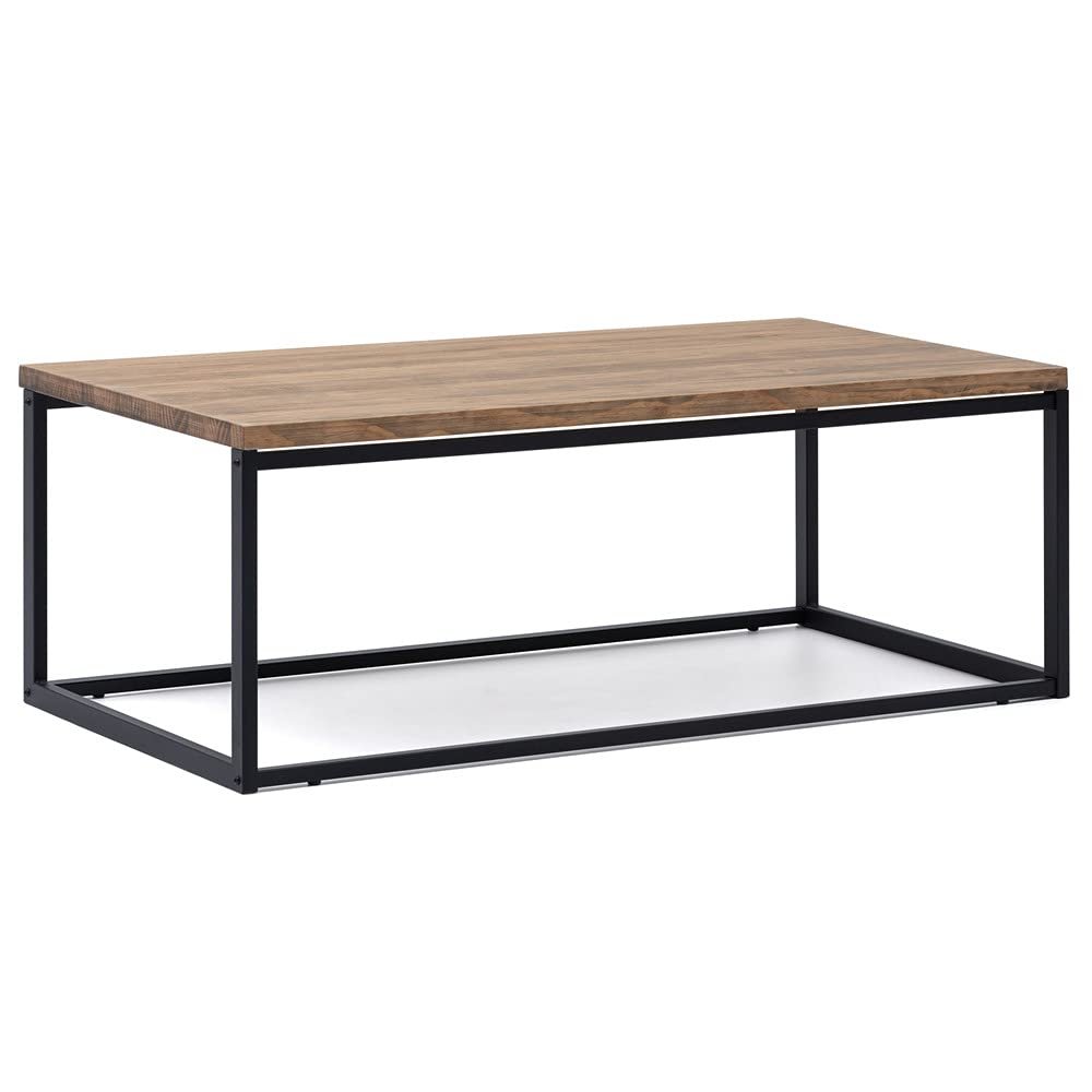 DS Dropshipping iCub U Coffee Table, White, 60 x 80 x 42 cm, Wood, Vintage Effect and Industrial Style