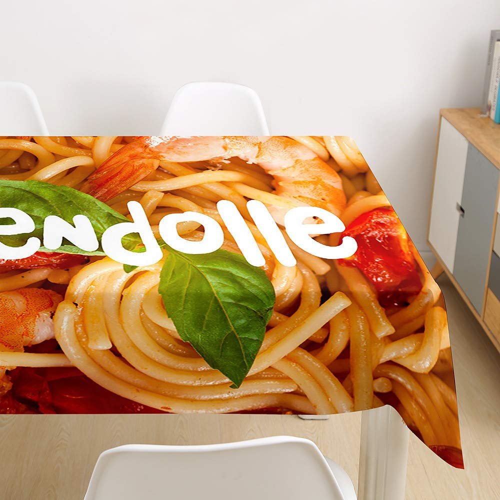 Morbuy Washable Polyester Tablecloth, Spaghetti Pattern, 55 x 63 in
