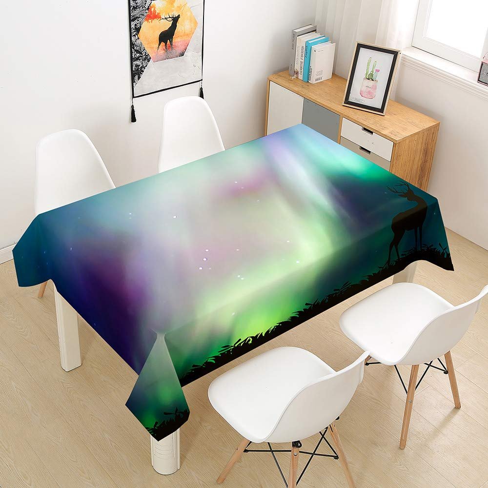 Morbuy Aurora 10 Washable Printed Tablecloth, Waterproof Polyester, 140 x 140 cm