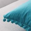 2 Shiny Velvet Pillow Covers with Ball Scandinavian Decor, 40 x 60 cm, Turquoise view 2