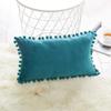 2 Shiny Velvet Pillow Covers with Ball Scandinavian Decor, 40 x 60 cm, Turquoise view 3