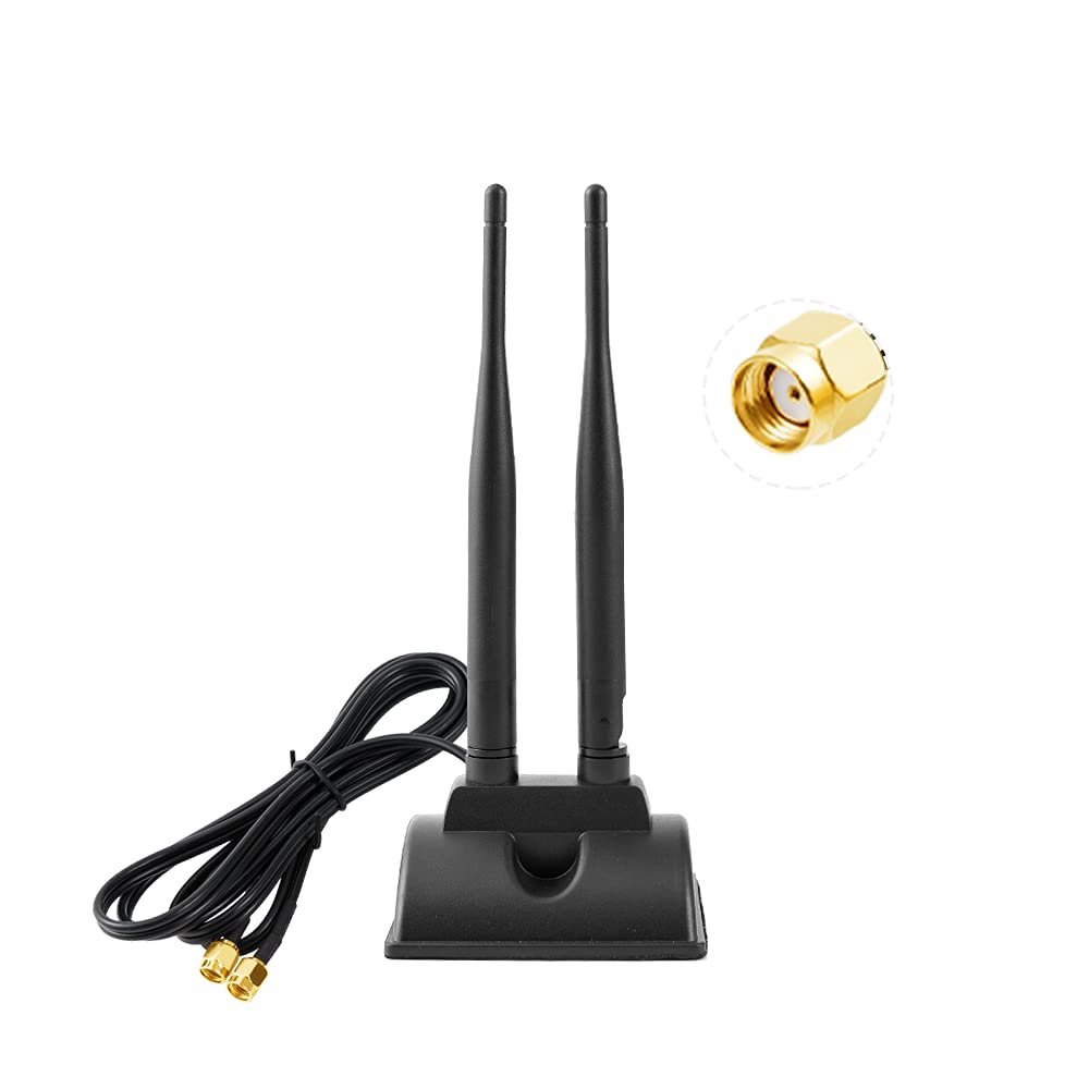 Vecys 2.4G/5G/5.8G Wi-Fi MIMO Omnidirectional Antenna, 6 dBi, Magnetic Base, RP-SMA, 1.2 m