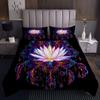 Tbrand Boho Dreamcatcher Bedspread, Bohemian Lotus Flower Quilt, Colorful Feather Print, 240 x 260 cm, Mandala Moon Star, 3-Piece view 1