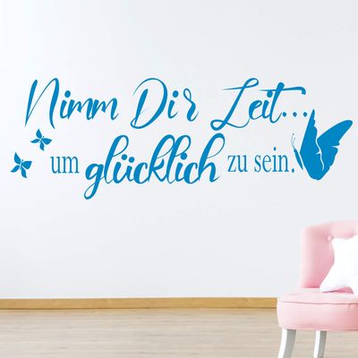 timalo Modern Wall Decal for the Living Room, “Take Time to Be Happy” | 75032-Silver-G-58x20