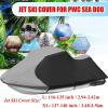 Universal Jet Ski Boat Cover, 210D Colorfast Polyester Waterproof Tarpaulin, Gray + Black, 116"–135" view 3