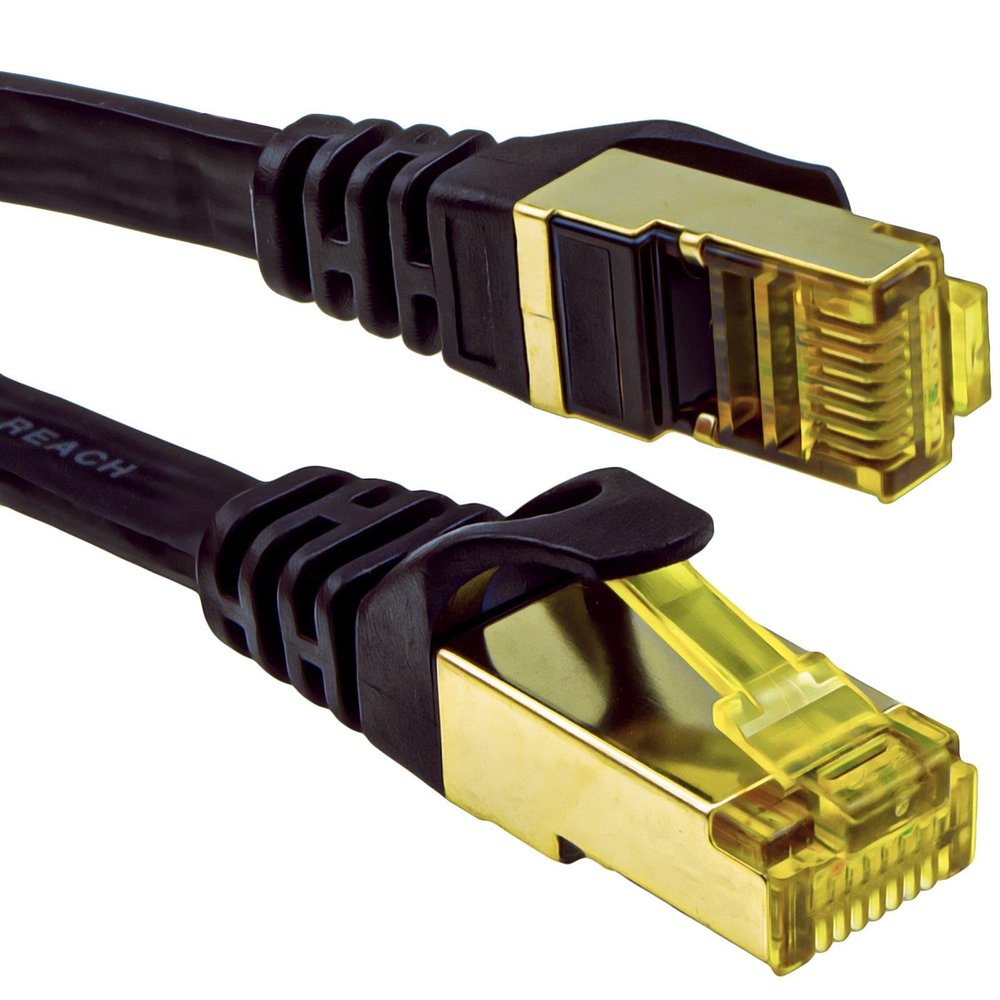 kenable Flat CAT7 FTP Shielded Ethernet Cable, 0.3 m, Black