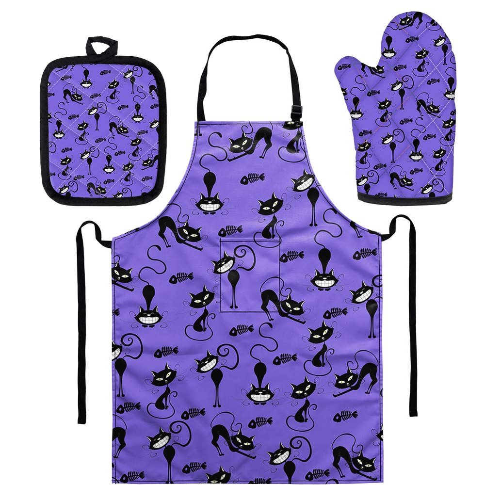 UOIMAG Funny Black Cat Kitchen Gift Set, 3-Piece