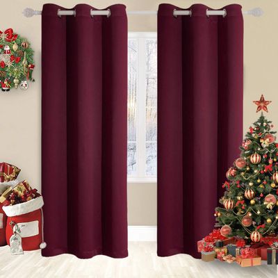 Muutos Blackout Curtain with Ruffle Tape, Room-Darkening, Purple, H 260 x W 180 cm