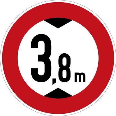 Traffic Sign Sticker “No Vehicles Over 3.8 m” – StVO Film, 5–30 cm, Made in Germany, 5 cm