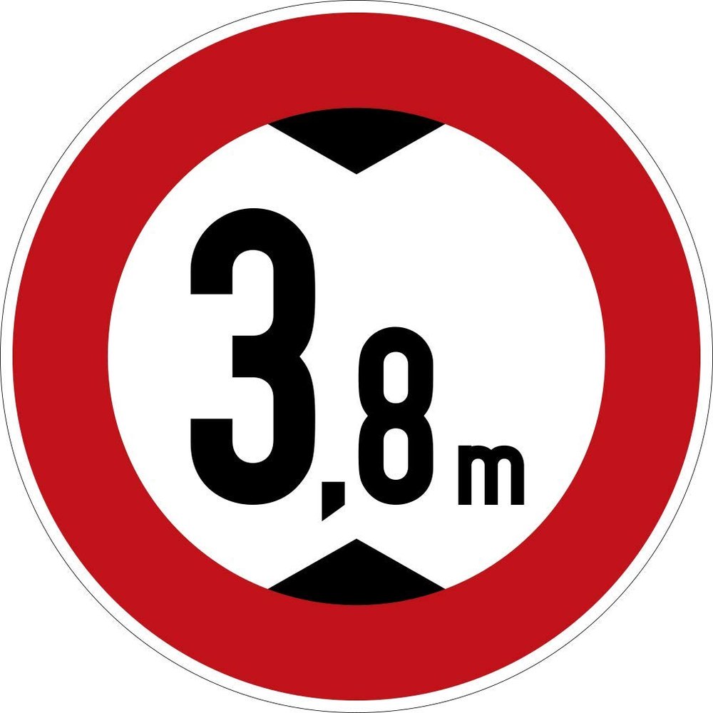 Traffic Sign Sticker “No Vehicles Over 3.8 m” – StVO Film, 5–30 cm, Made in Germany, 5 cm