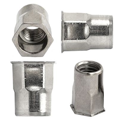 OPIOL QUALITY Open Rivet Nuts, Small Countersunk Head, Partial Hex Shank, M5 x 14 mm, A2 Stainless Steel, 40-Pack