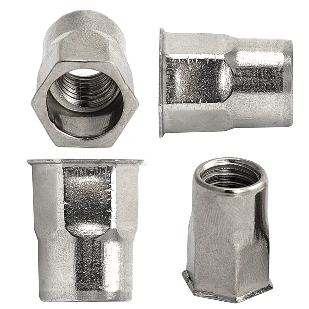 OPIOL QUALITY Open Rivet Nuts, Small Countersunk Head, Partial Hex Shank, M5 x 14 mm, A2 Stainless Steel, 40-Pack
