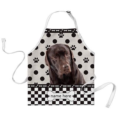 BAGEYOU Funny Labrador Dog Kitchen Apron, Personalized with Polka Dots and Plaid Pattern