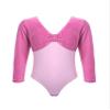 inhzoy Girls' Long-Sleeve Velvet Ballet Leotard, Pink, 98-104 view 1
