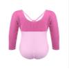 inhzoy Girls' Long-Sleeve Velvet Ballet Leotard, Pink, 98-104 view 2