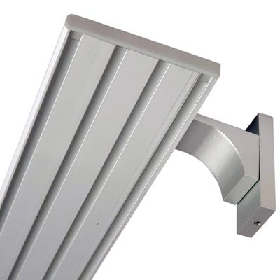 Aluminum Curtain Track (incl. Wall Brackets) – Silver, 4-Track, 420 cm (2x120 cm + 2x90 cm), Flat 7 mm Track with Curtain Gliders
