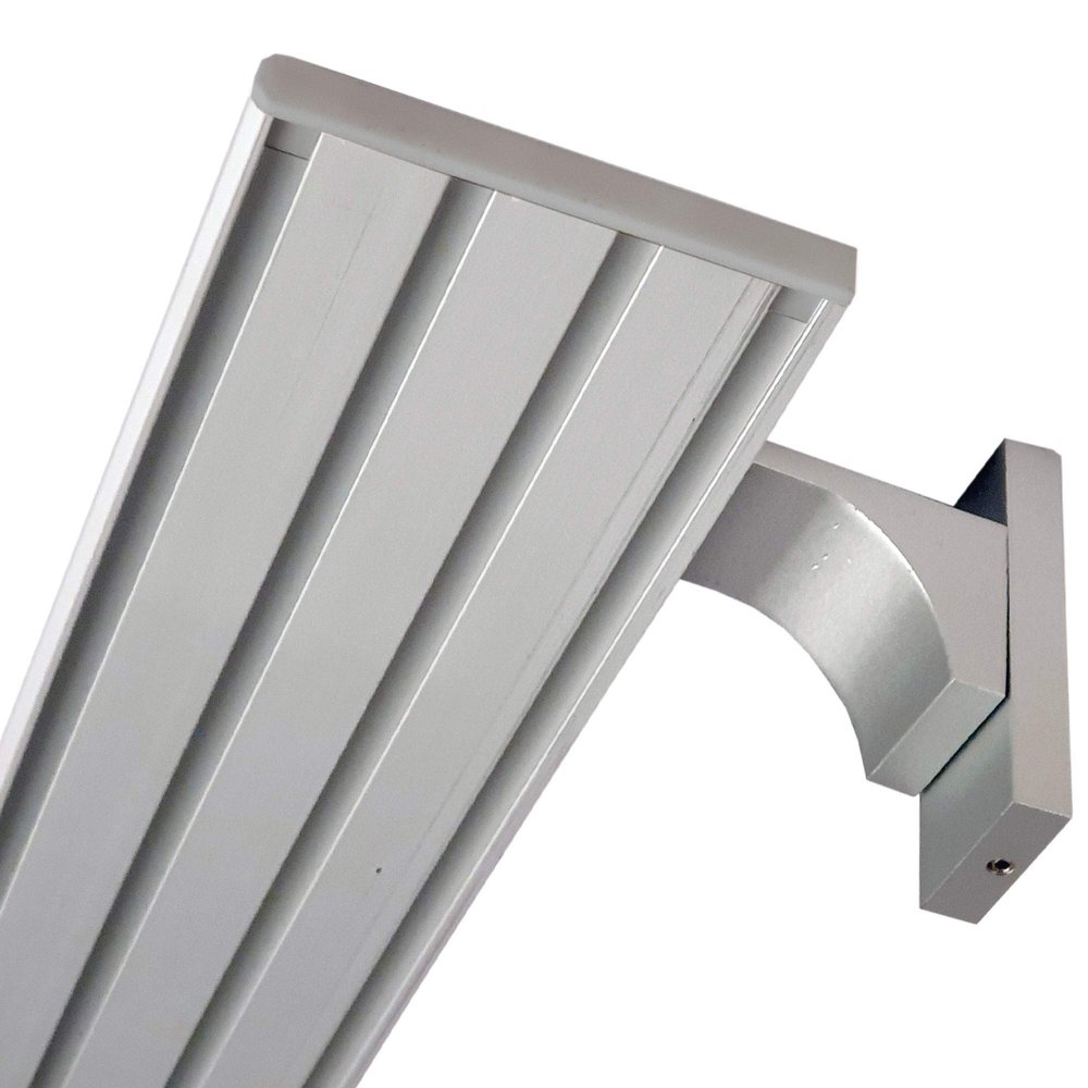 Aluminum Curtain Track (incl. Wall Brackets) – Silver, 4-Track, 420 cm (2x120 cm + 2x90 cm), Flat 7 mm Track with Curtain Gliders