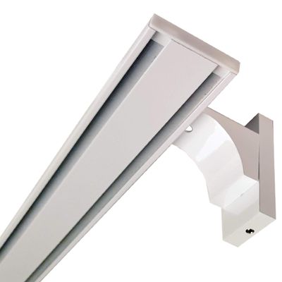 White Aluminum Curtain Track with Wall Brackets, 2-Track, 180 cm (2 x 90 cm)
